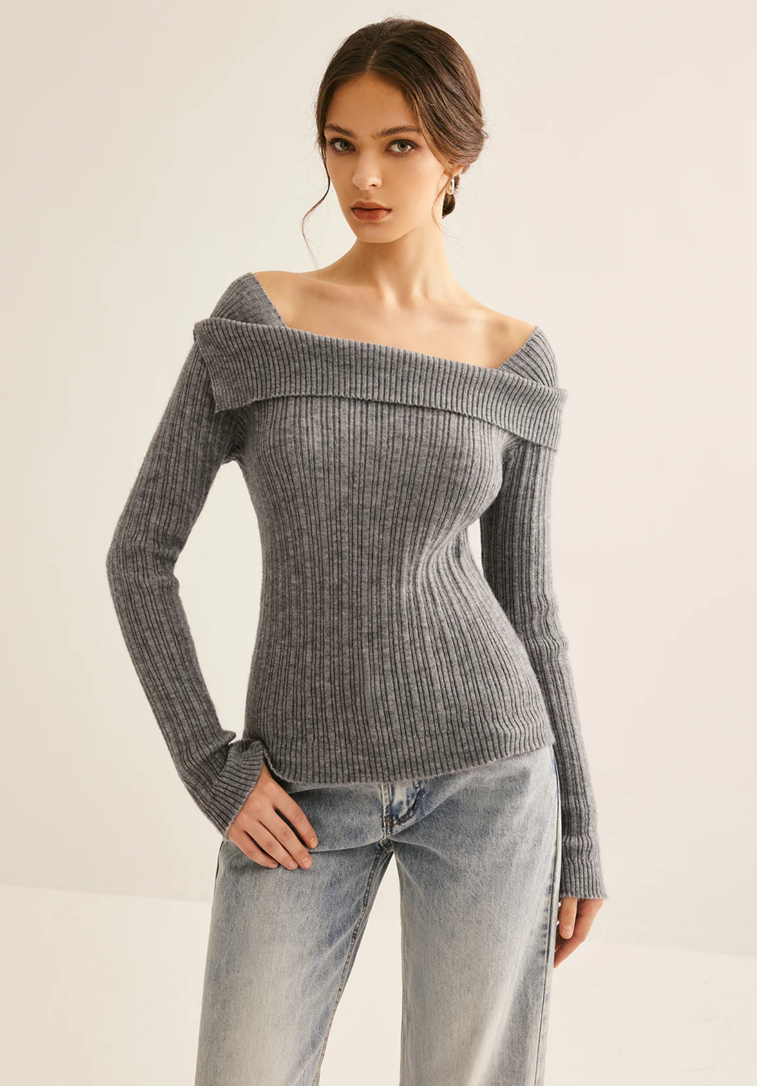 Gerippter Slim Sweater®