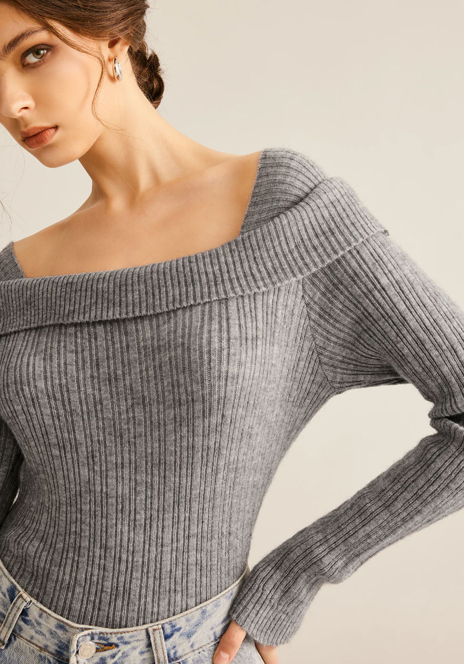 Gerippter Slim Sweater®