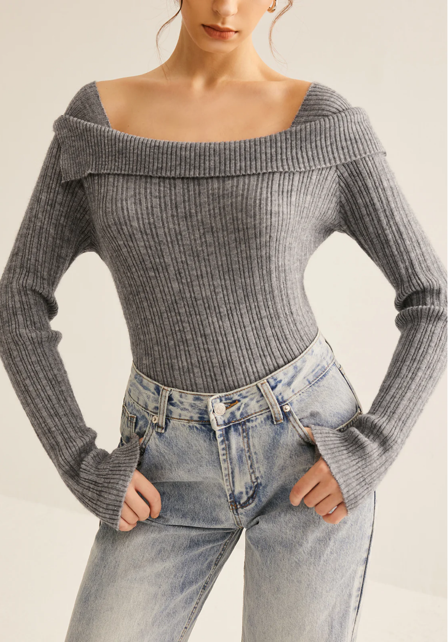 Gerippter Slim Sweater®