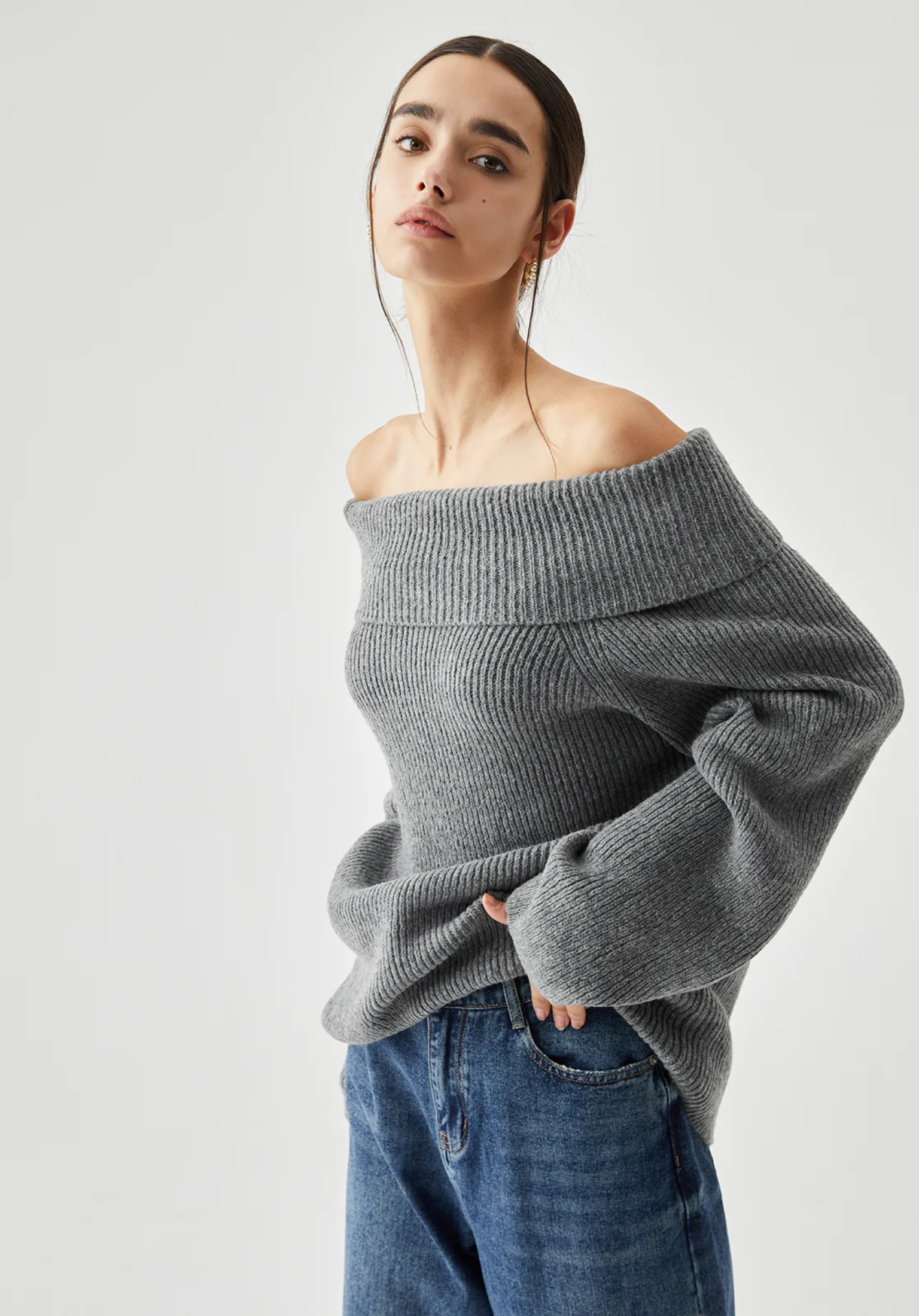 Gestrickter Off-Shoulder-Pullover®